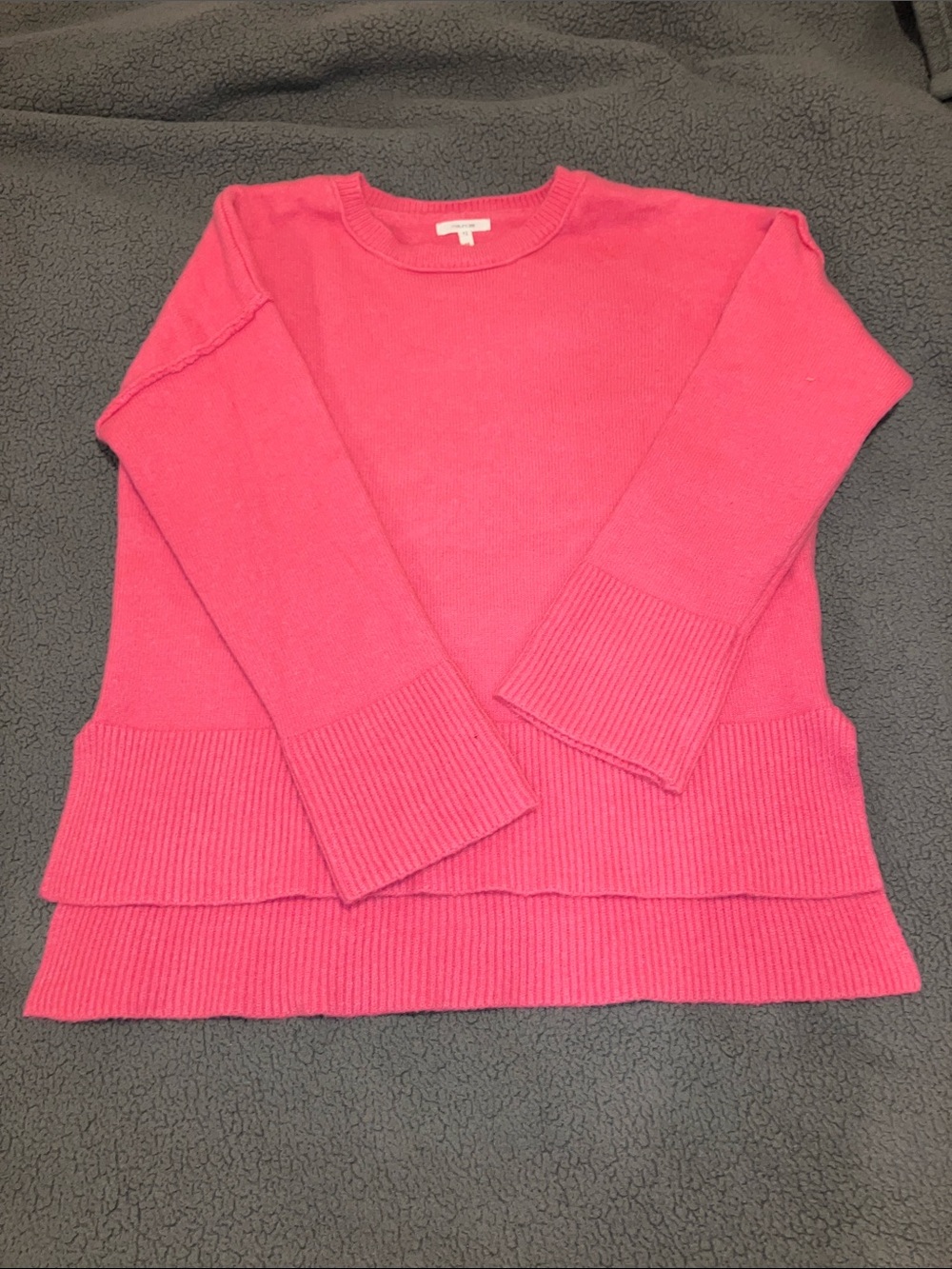 Maurices Bright Pink Crewneck Layered-Hem Sweater